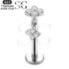 SGYS1128 – Titanium Threaded Labret with Double Flower Dangle - Image 2