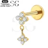 SGYS1128 – Titanium Threaded Labret with Double Flower Dangle