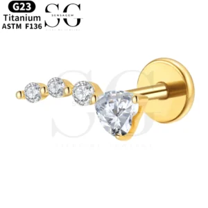 SGYS1129 – Multi-Size Zircon Threaded Labret in Titanium