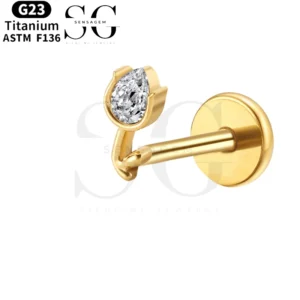 SGYS1130 – Titanium Threaded Labret with Bud-Inspired Zircon Design