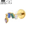 SGYS1136 Titanium Triple CZ Labret with Dangle for Ear Piercing