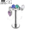 SGYS1136 Titanium Triple CZ Labret with Dangle for Ear Piercing - Image 2