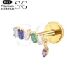 SGYS1137 Titanium Labret with Five CZ Stones & Dangle Charm - Image 3
