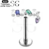 SGYS1137 Titanium Labret with Five CZ Stones & Dangle Charm - Image 2