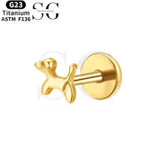 SGYS1140 Titanium Dog-Shaped CZ Labret for Piercing Wholesale