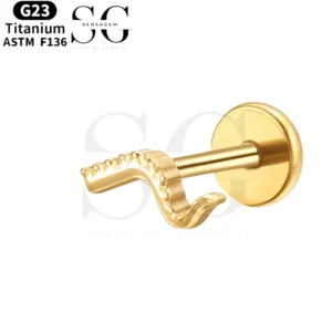 SGYS1141 Minimalist Curved Titanium CZ Labret for Body Piercing