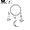 SGYS2008 - F136 Titanium Segment Clicker Ring with Star and Moon Pendant for Septum Piercings
