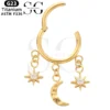 SGYS2008 - F136 Titanium Segment Clicker Ring with Star and Moon Pendant for Septum Piercings - Image 2