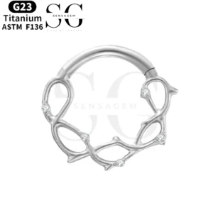 SGYS2058 Anneau de nez creux avec zircon - Titane ASTM F136, Personnalisable