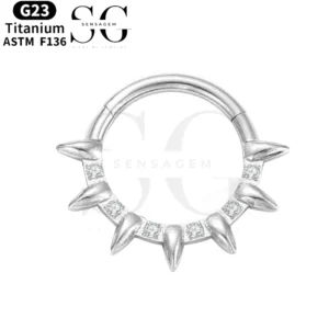 SGYS2061 Spiked Zircon Nose Ring – ASTM F136 Titanium with Customizable Zircon Colors