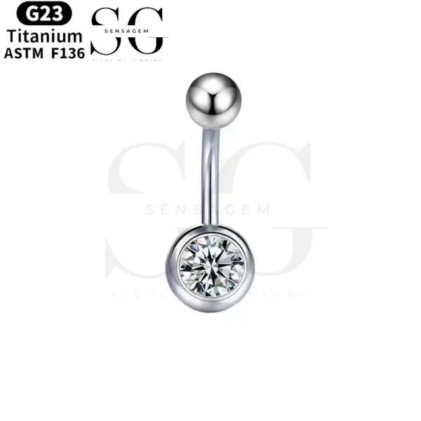 SGYS5002 - Classic Dual Ball Belly Ring with Large Gemstone Accent - Image 6