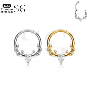 SG3182 Floral Nose Titanium με AAAAA Zircon Sparkle