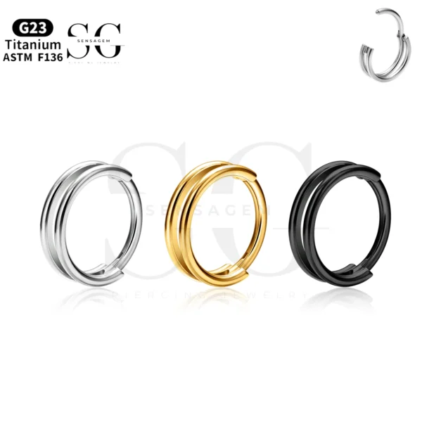 SG3191 - ASTM F136 Titanium Double Hoop Nose Ring Wholesale - Image 4