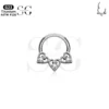 SG3203 Titanium Heart Nose Ring with Triple AAAAA Zircon Stones - Image 2