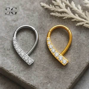 SG3211 Anillo de nariz con forma ovalada con circón para perforar la nariz