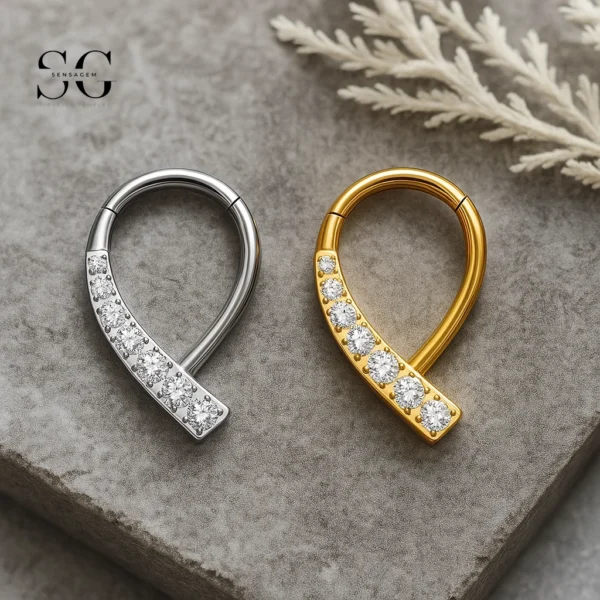 SG3211 Oval-Shaped Nose Ring with Zircon for Nose Piercing