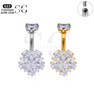 SG6034 Κουμπί Belly Titanium Ring με σχεδιασμό συμπλέγματος πολλαπλών CZ