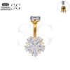 SG6034 Titanium Belly Button Ring with Multi CZ Cluster Design - Image 2