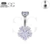 SG6034 Titanium Belly Button Ring with Multi CZ Cluster Design - Image 3
