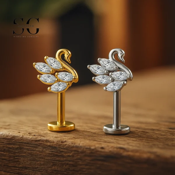 SG4262 Swan Shape Zircon Labret Piercing Nose Jewelry