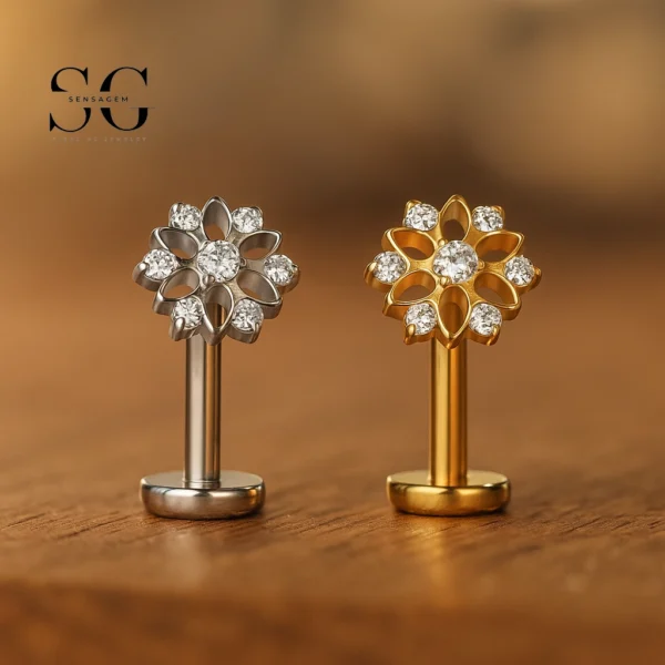 SG4264 F136 Titanium Threaded Labret with 5A Zircon Stone