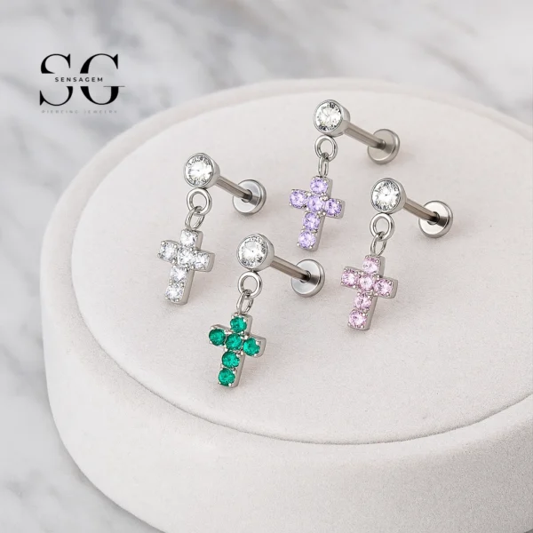 SG4266 Titanium Cross Pendant Labret Piercing