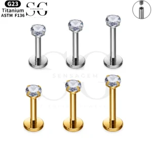 SGYS1080 Titanium Labret Piercing with Colorful 5A Zircon