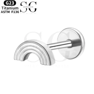 SGYS1102 Titanium Threaded Labret with Rainbow-Shaped Zircon