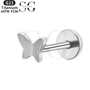 SGYS1105 Wing-Shaped Titanium Threaded Labret with Custom Zircon