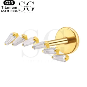 SGYS1107 Five-Zircon Titanium Threaded Labret with Customizable Colors