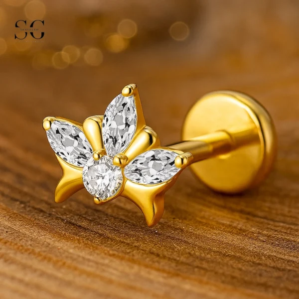 SGYS1154 – Titanium Labret with 5A Zircon for Everyday Piercing - Image 2