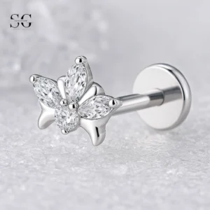 SGYS1154 - Titanium Labret με 5Α Zircon για καθημερινή διάτρηση