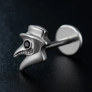 SGYS1155 - Titanium Eye Labret με μαύρο ζιρκόν για έντονη εμφάνιση
