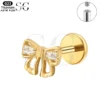 SGYS1156 – Titanium Bow Labret with White Zircon for Cute Piercings - Image 2