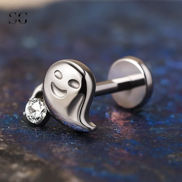 SGYS1157 – Ghost Shape Titanium Labret for Halloween Piercings
