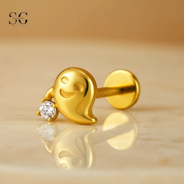 SGYS1157 – Ghost Shape Titanium Labret for Halloween Piercings - Image 2