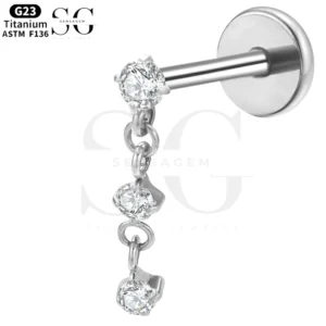 SGYS1162 Pendant-Style White Zircon Threaded Labret – Customizable Design