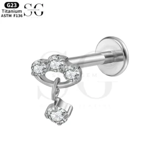 SGYS1163 Multi-Zircon Pendant Threaded Labret – Customizable Design