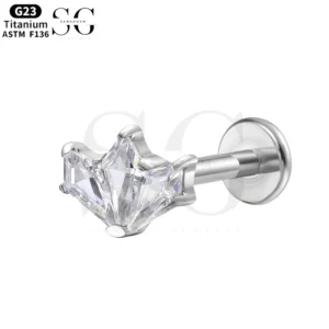 SGYS1164 Cactus-Shaped Zircon Threaded Labret – Customizable Design