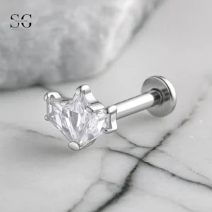 SGYS1164 Cactus-Shaped Zircon Threaded Labret – Customizable Design