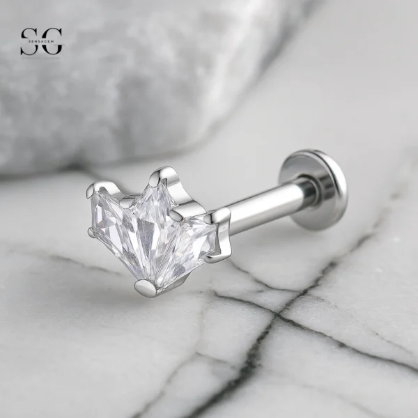 SGYS1164 Cactus-Shaped Zircon Threaded Labret – Customizable Design