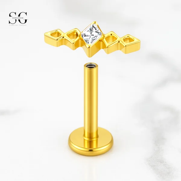 SGYS1165 Dart-Shaped Threaded Labret with White Marquise Zircon – Customizable - Image 2