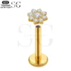 SGYS1166 Lotus-Shaped White Zircon Threaded Labret – Customizable - Image 2