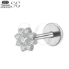 SGYS1166 Lotus-Shaped White Zircon Threaded Labret – Customizable
