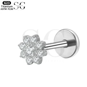 SGYS1166 LOTUS-formad vit zirkontrådad labret-anpassningsbar