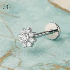 SGYS1166 Λευκό LABRET με σπειροειδές LABRET-προσαρμόσιμο