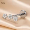 SGYS1167 Triple Blossom Design Threaded Labret – Customizable Titanium