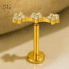 SGYS1167 Triple Blossom Design Threaded Labret – Customizable Titanium - Image 2