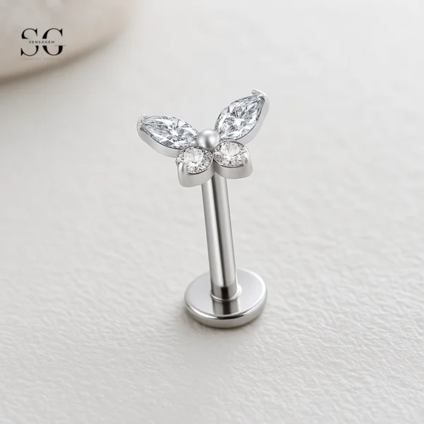 SGYS1170 – Fashion Butterfly Lip Stud, Custom F136 Titanium Labret
