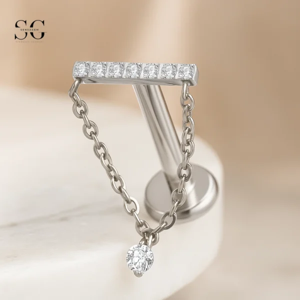 SGYS1176 Horizontal Zircon Dangle Labret – Titanium Piercing Wholesale